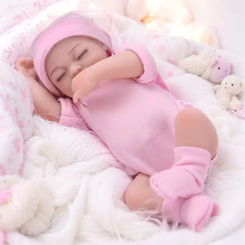 10inch Realistic Reborn Baby Dolls Silicone Full Body Boy , Real Life Baby Dolls Sleeping Soft Body Newborn Baby Dolls