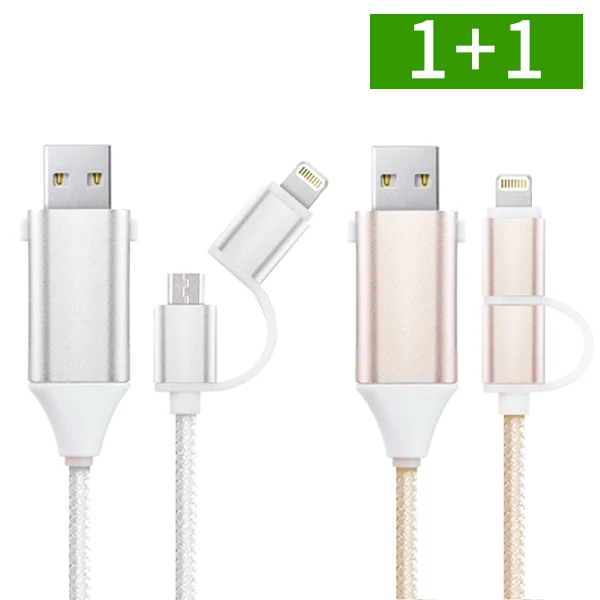 1 + 1 iPhone 5 Pin 2in1 High Speed Charging Cable OTG Support 2A High Speed Cellphone Cable Charger