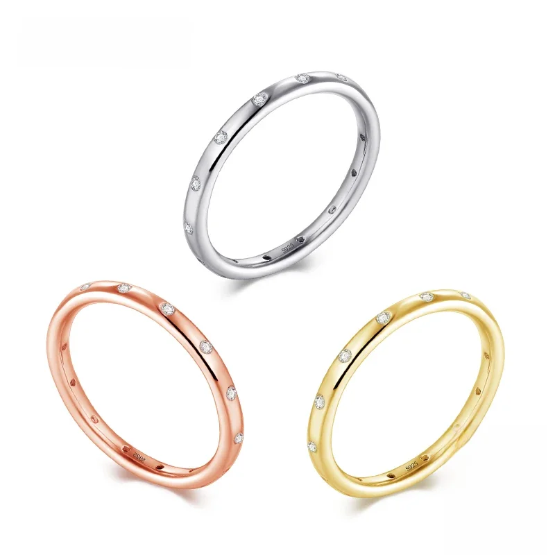 Modian 100% Echt 925 Sterling silber Stapelbar Ring Klar Mode Einfache CZ Hochzeit Für Frauen Echte