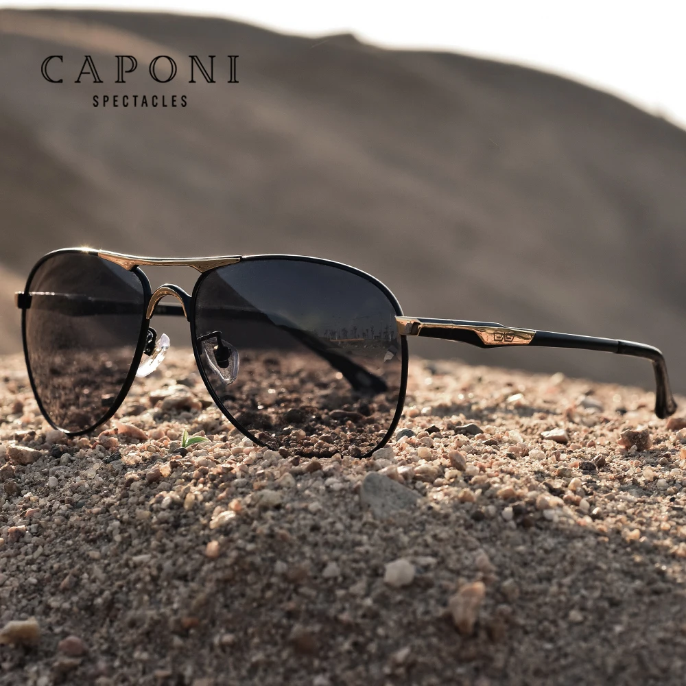 CAPONI-gafas de sol fotocromáticas de alta calidad para hombre, lentes de sol polarizadas de marca clásica, BS8722