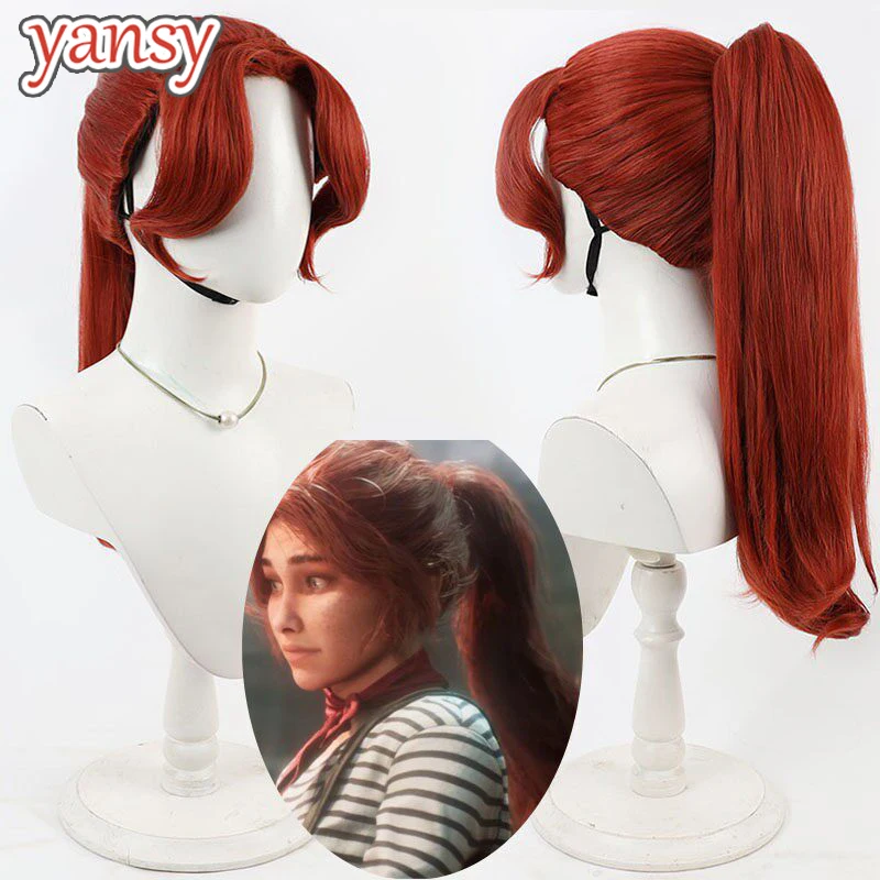 Yansywig Synthetic Hair Maelle Cosplay Wigs Clair Obscur: Expedition 33 Long Straight Maelle Red Ponytail Wig Heat Resistant