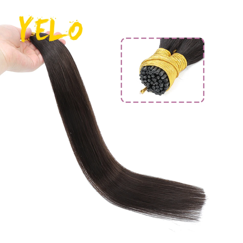 Yelo-extensiones de cabello humano Remy, cápsulas de queratina de fusión Natural, doble dibujo recto, Punta I, 12-26 pulgadas, 50 unids/set