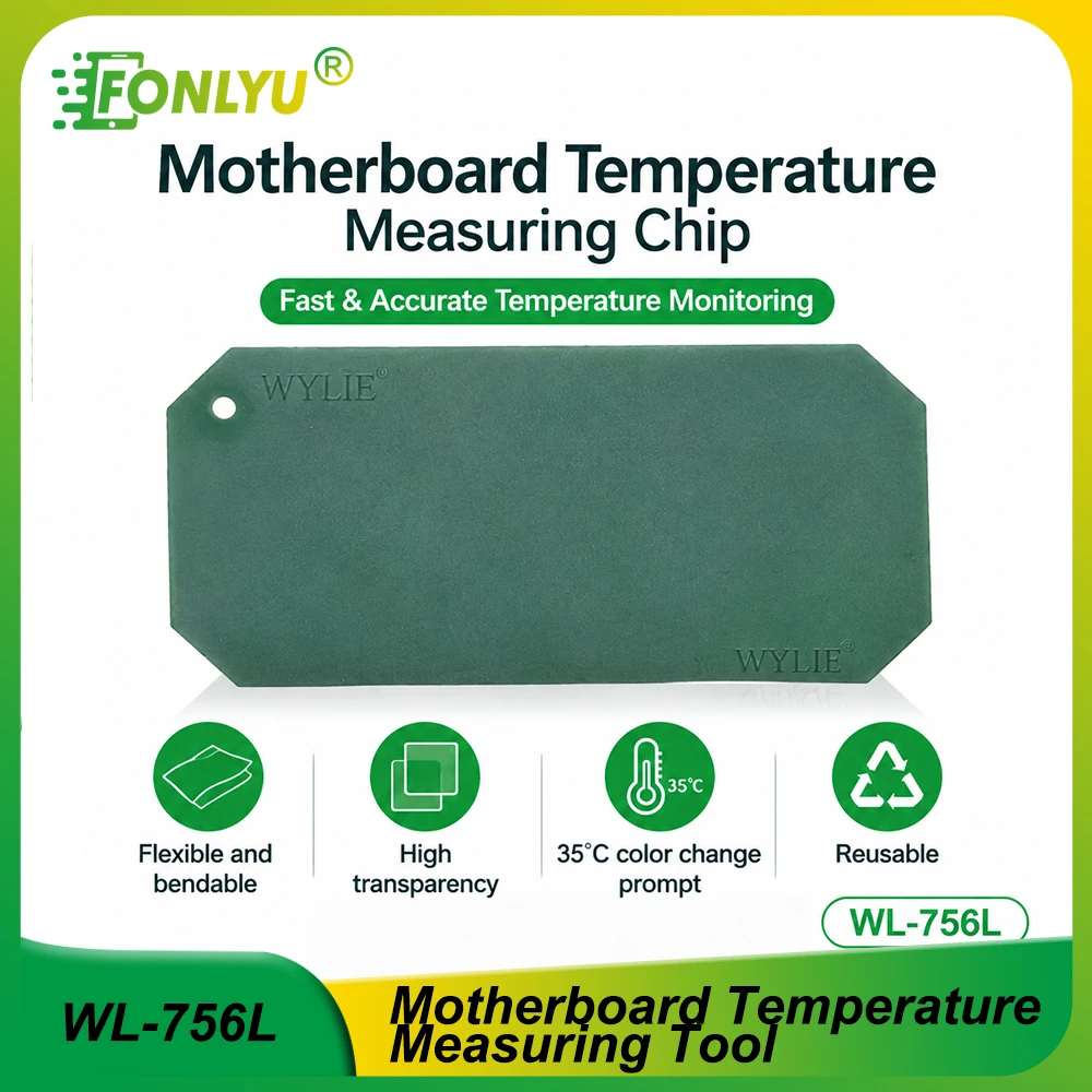 WYLIE WL-756L Motherboard Temperature Measuring Chip 35°C Color Change Indicator Flexible Reusable Tool for Phone PCB IC Repair