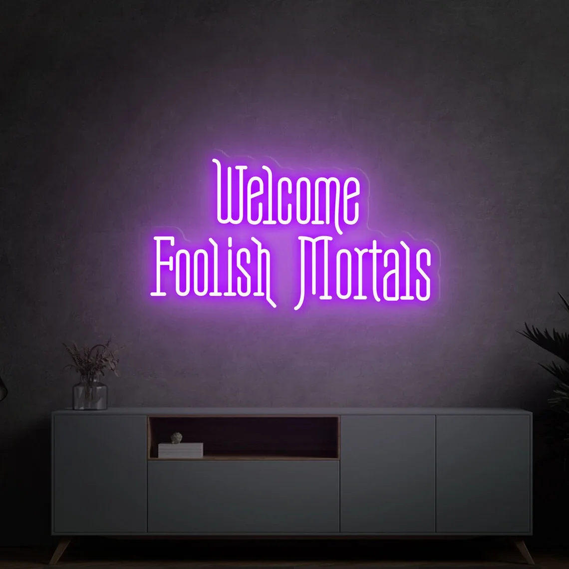 Welcome Foolish Mortals Neon Sign Game Room Business Shop Wall Art Neon Home Decor Wall decor Bar Beer Club Dimmable Neon