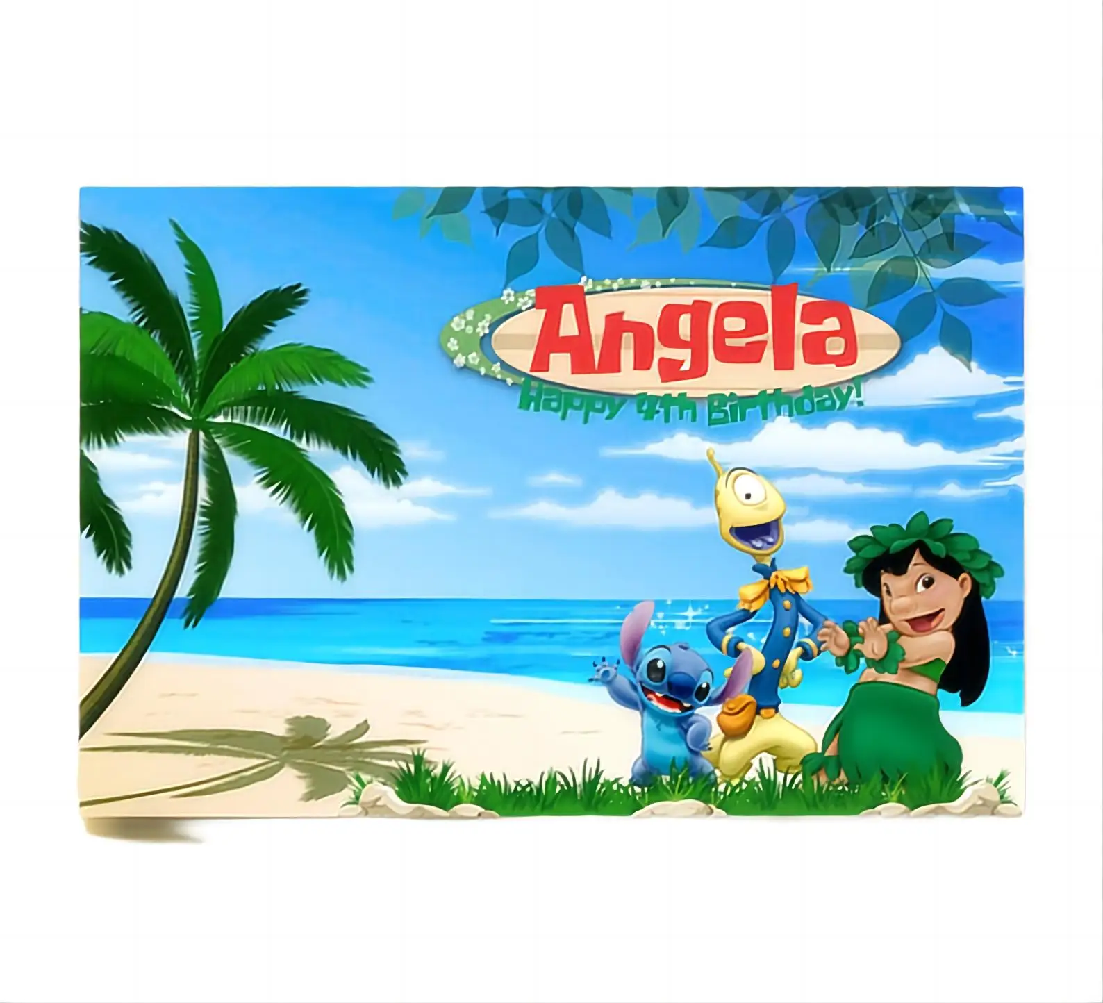 ليلو وغرزة خلفية عيد ميلاد موضوع ، لافتة صور ، ديكور استوديو الدعامة للأطفال ، حفلة استحمام الطفل