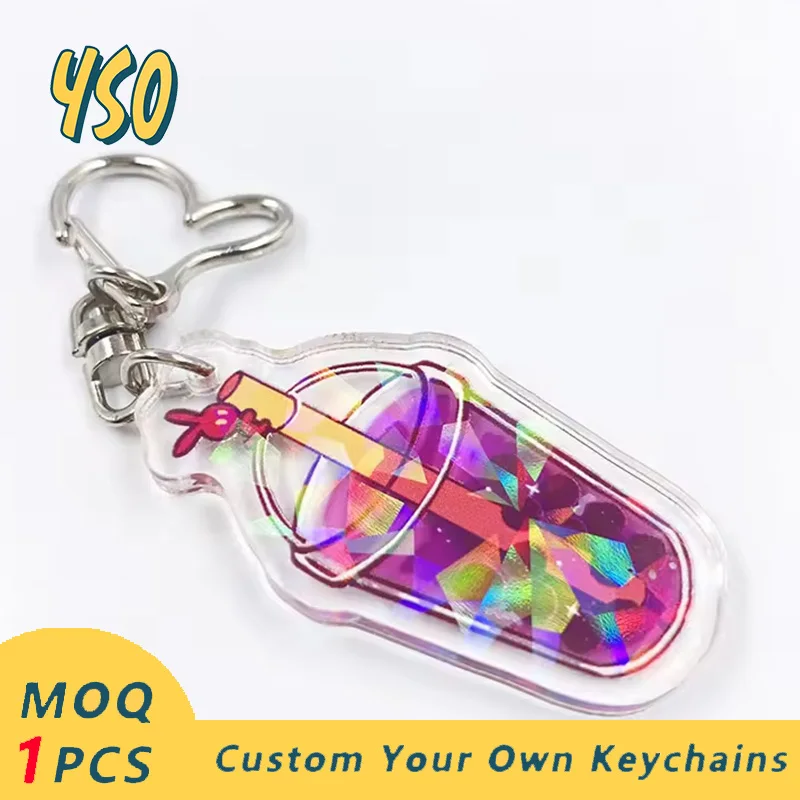 

YSO Wholesale Keychain Acrylic Custom Delicacy Tide Pendant Cute Character Customized Animation Diamond Cutting