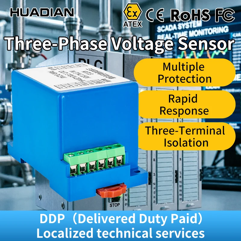 Three Phase AC Current Transmitter 4-20mA 0-10V Analog Output 0-5A/10A/50A True RMS Current Sensor 24V DIN Rail Industrial Isola