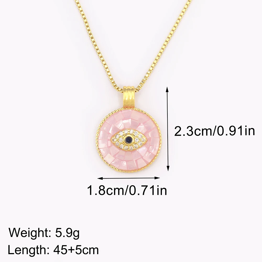 Nidin New Trendy Round Shape Evil Eye Inlaid Zircon Pendant Necklace For Women Birthday Party Luxury Chain Choker Jewelry Gifts