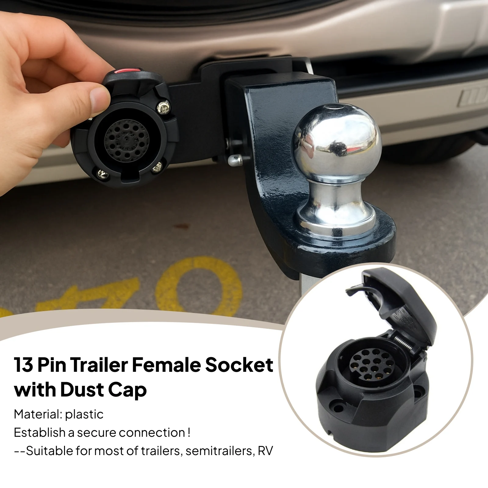 

13-контактная розетка и разъем для буксировки фаркопа, подходит для большинства прицепов, полуприцепов, караванов, автофургонов