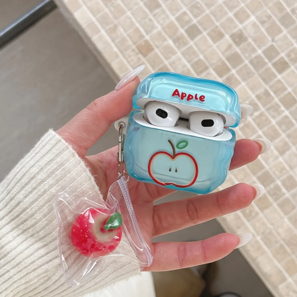 

Simple line Apple transparent blue headphone protective case, suitable for AirPods 4/3/2 Pro/2/4, new shockproof protective case