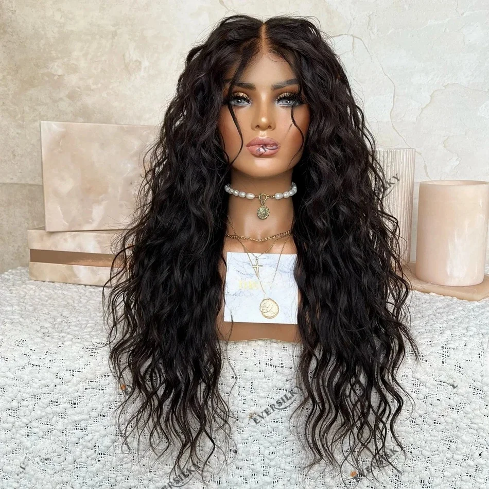 Zwart Menselijk Haar Natuurlijke Golf Ruwe Indiase Haar 5X5 Lace Sluiting Pruik Voor Zwarte Vrouwen 200 Dichtheid 13X6 Deep Part Lace Front Pruik - afbeelding 2