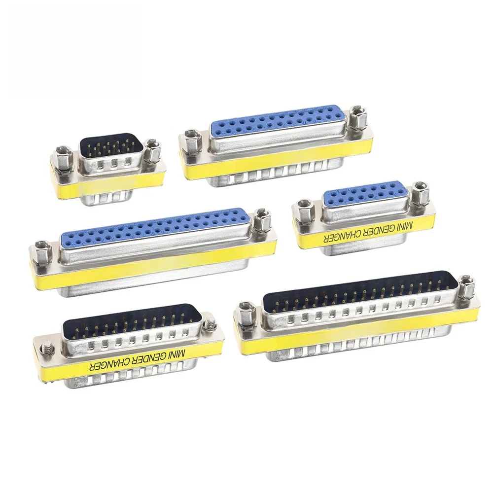 DB9/DB15/DB25/DB37 Mini zmieniacz płci Adapter RS232 Com D-Sub do męskiego żeńskiego złącza wtykowego VGA 9 15 25 37Pin — zdjęcie 2