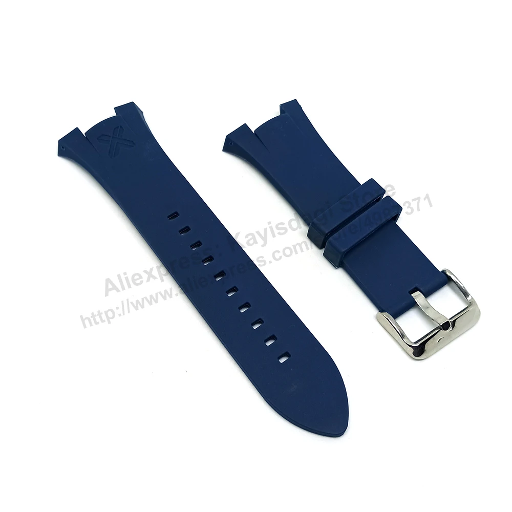 Armani Exchange AX1041 , AX1084 , AX1108 , AX1185 , AX1282 - Fits with 31mm Blue Rubber Silicone Replacement Watch Band Strap