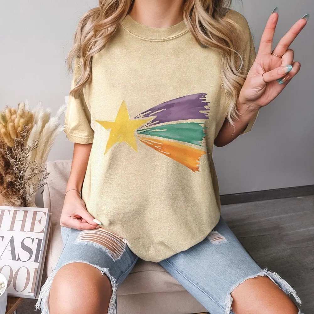 

Star Print Y2k Style Graphic Tee Designs Soft Cotton Short Sleeve O Neck T Shirts Street Wear Harajuku Women Clothing
