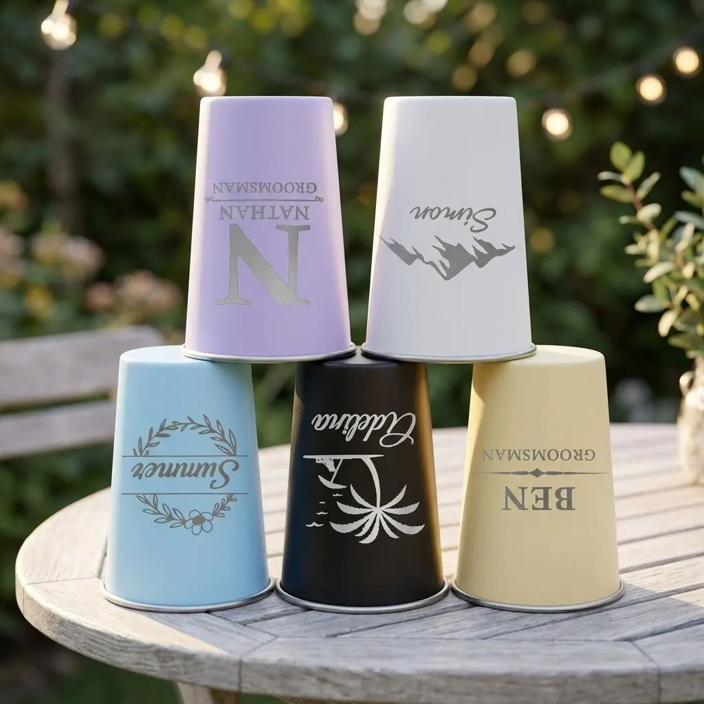 Custom Name Metal Tumbler Cup, Stainless Steel Reusable Cup for Outdoor Camping Travel, Customized Wedding Favor Gift for Guests
