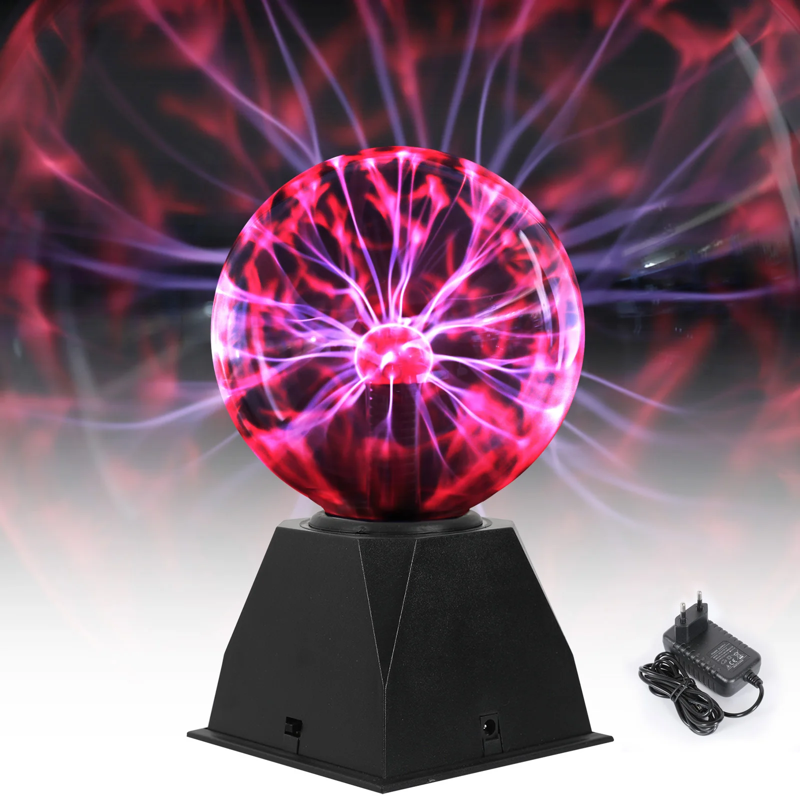 Boule de Plasma magique, boule de Plasma lumineuse 6 pouces, boule de lumière sphérique activée par le son sensible au toucher, lumière rouge-prise ue