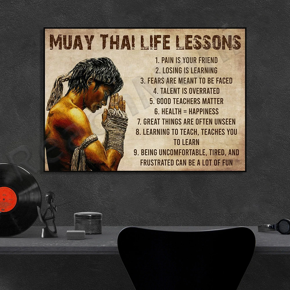 

muay thai life lessons poster, muay thai poster, gift for muay thai fighters, muay thai, muay thai print, muay thai art