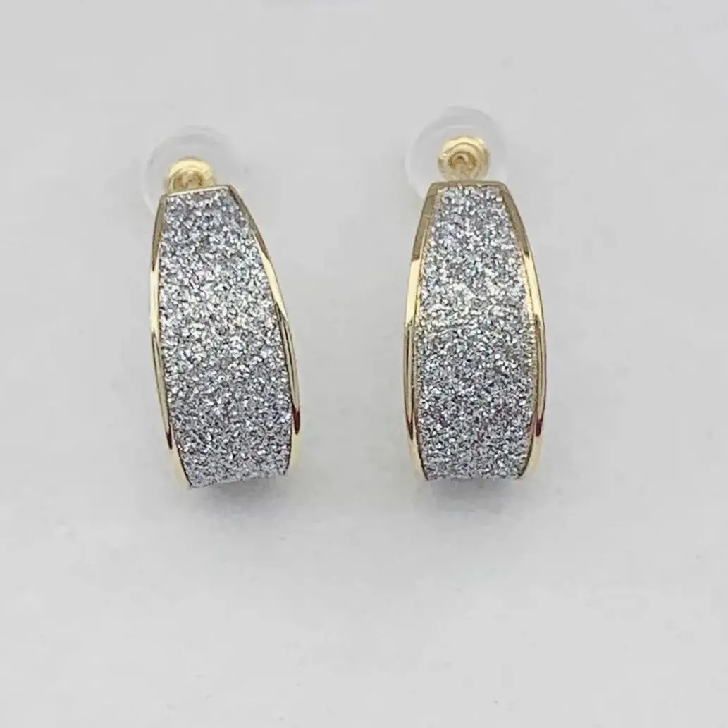 MADALENA SARARA 18K Yellow Gold  Women Hook Earrings Half Circle Shape Diamond Pave Setting