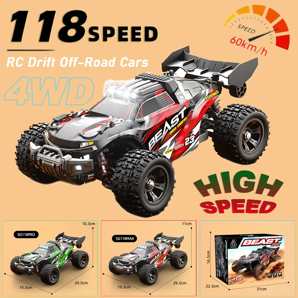 

1:18 RC Car 4WD SG118MAX SG118PRO 60KM/H 2.4G for 1/18 Brushless Electric High Speed RC Drift Off-Road Cars Toy Christmas Gifts