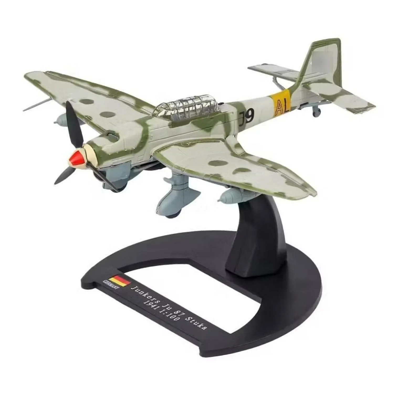 Luppa, #   31 Junkers Ju 87 Stuka 1941, bombardier de charge et avion d'attaque au sol biplace, Allemagne, Seconde Guerre mondiale, échelle 1:100, miniature en métal moulé sous pression, collection d'avions de la Seconde Guerre mondiale, sans chargeur, emballage blister endommagé sans carton arrière, base d'identification
