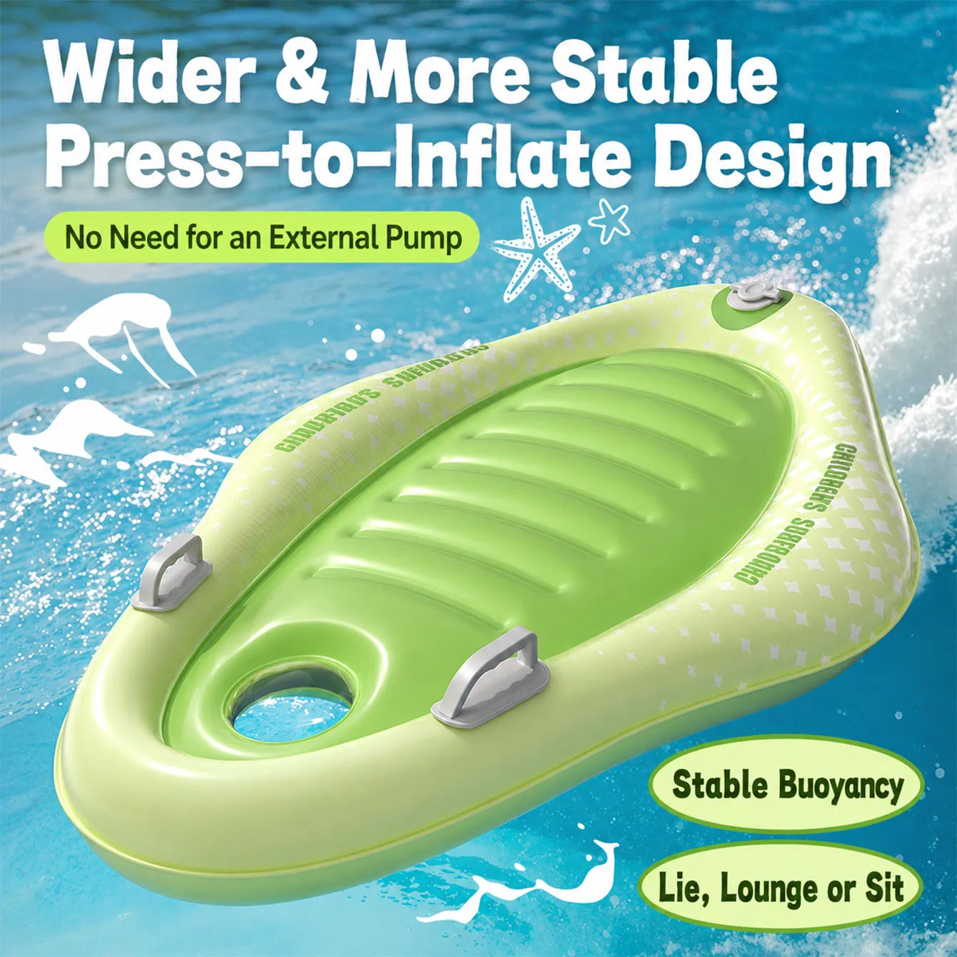 Wassersurfbrett mit integrierter Pumpe, grünes PVC-Schwimmbrett …