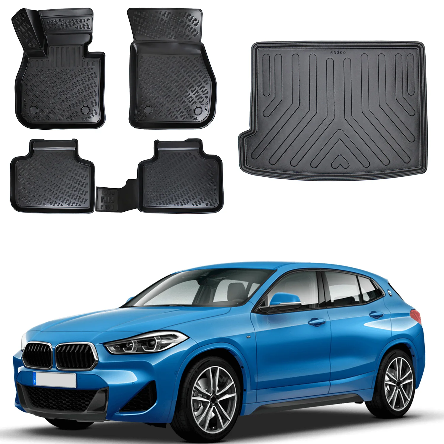 Floor Mats + Cargo Trunk Liner Fits Bmw X2 F39 2018-2024 et - All Weather Maximum Coverage - Water Resistance