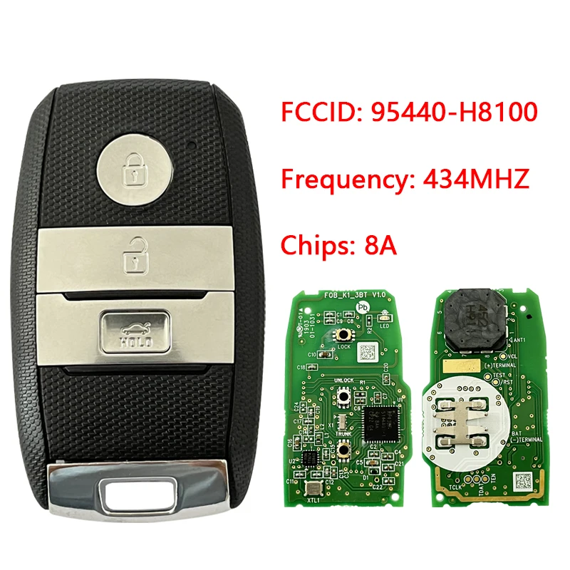 CN051090 For Kia Rio Stonic 2017+ Original PCB with Aftermarket Shell Smart Remote Key 8A H Chip Part Number 95440-H8100