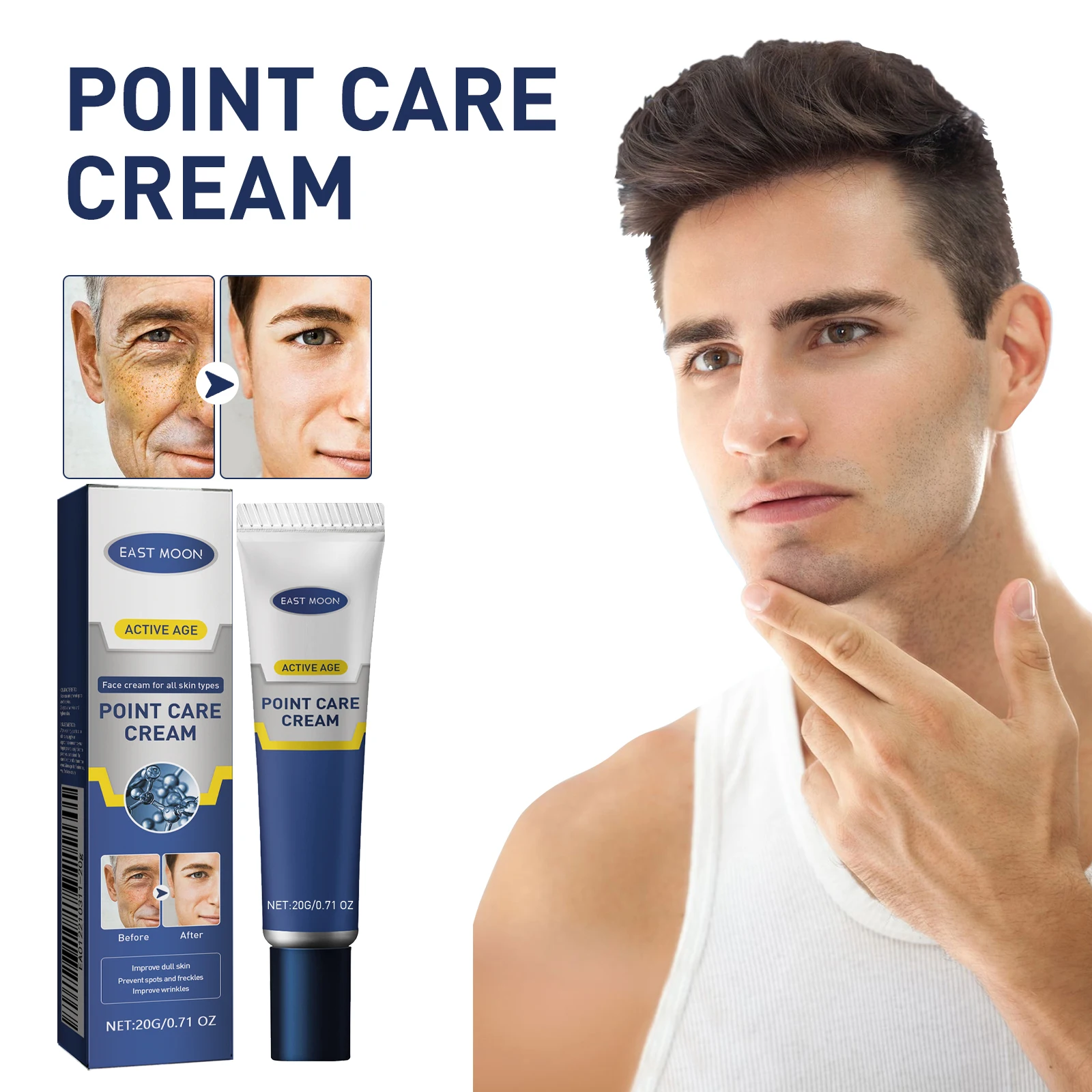 

East Moon 20g Men'S Face Care Cream Anti Aging Repair Sagging Fade Fine Lines Smooth Wrinkels Moisturize Firming Face Cream