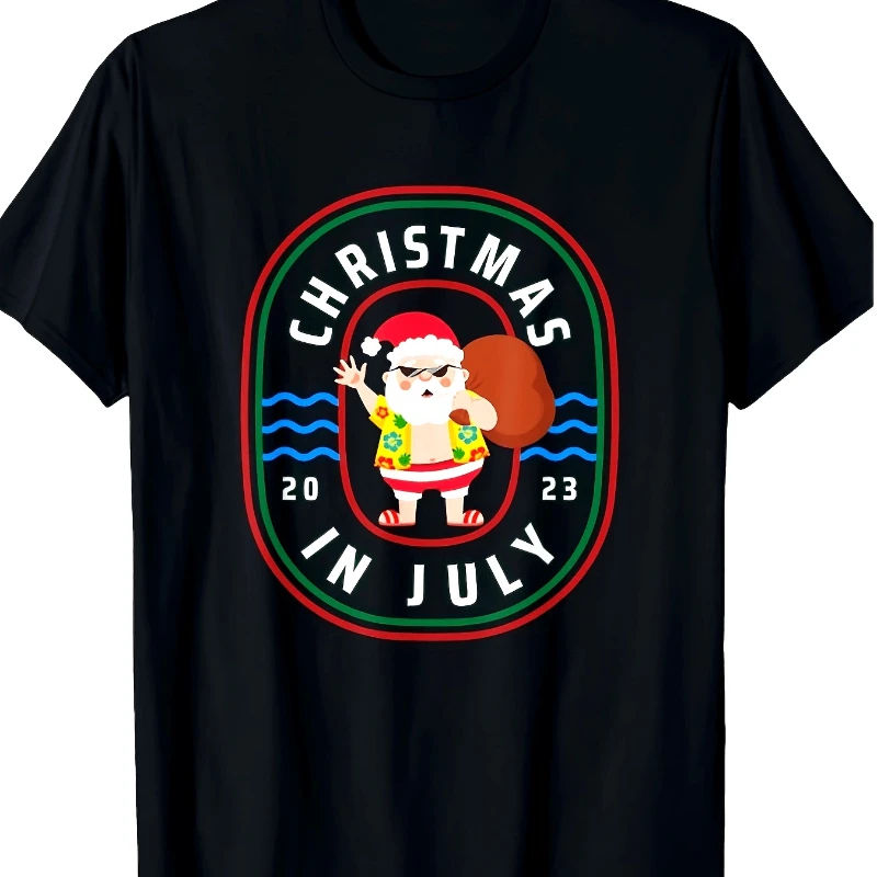 

Christmas Tropical Santa Graphic Art T-shirt Pure Cotton - 200g