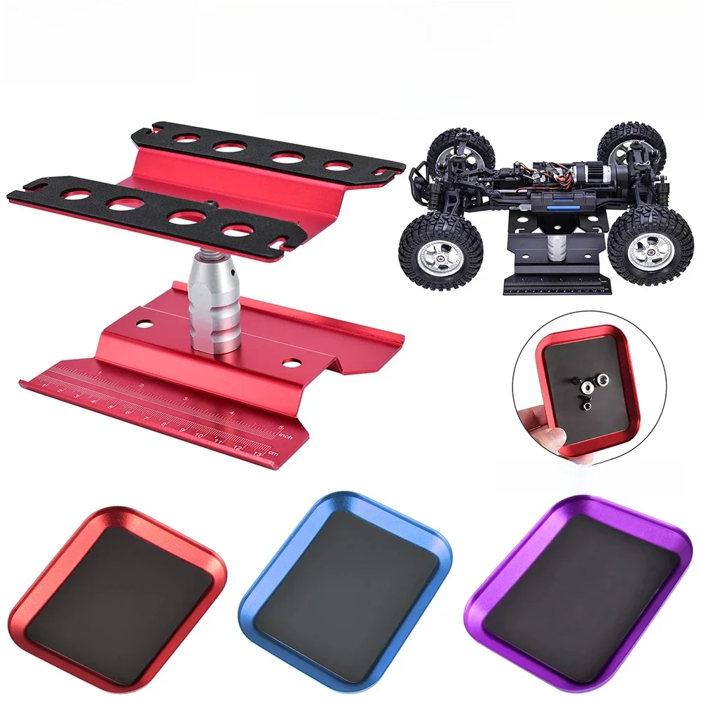Support de travail pour voiture RC 9IMOD, poste de travail pour réparation métallique 360 ° Plateau magnétique rotatif à hauteur réglable pour modèle de voiture RC 1:8 1:10