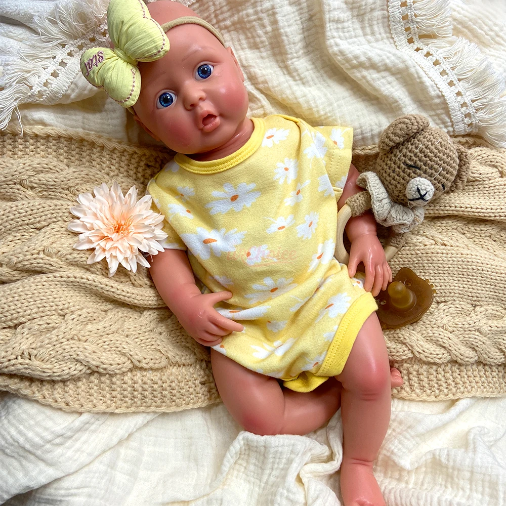 

17-дюймовая реалистичная силиконовая кукла-реборн ручной работы с открытыми глазами, девочка, готовая раскрашенная, реалистичная, коллекционная игрушка-подарок для новорожденных