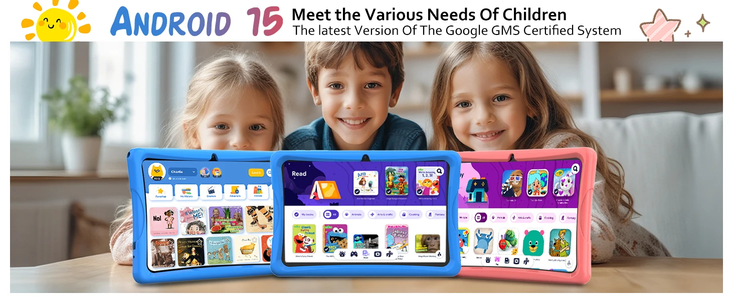 KINGRID K10 Kids Tablet 10'' Android 15 4GB RAM+8GB Expandable 64GB ROM 5G WiFi Widevine L1 5000mAh Kids Tablet PC Tablet Android Parental Control