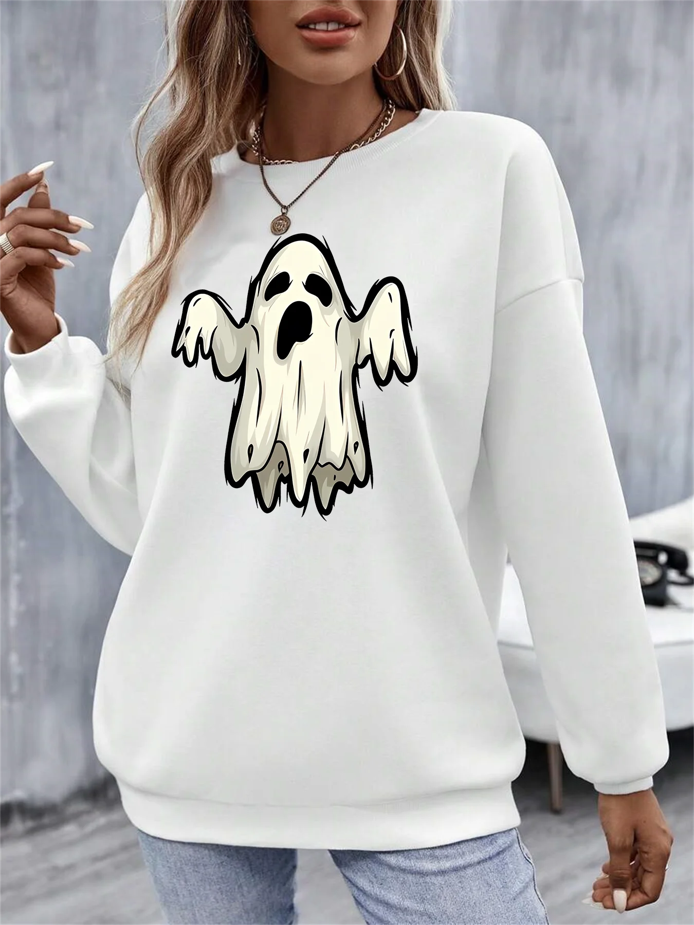 

2024 Happy Halloween Scary Ghost Print Casual Sweatshirts Streetwear Hiphop Fashion Funny Sports Hoodies