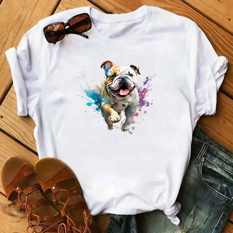 Cute Pekingese Dog Color Print Fashion Sports Women's T-Shirt Harajuku Graphic Clothing Women's