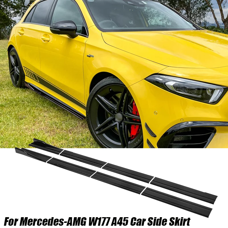Car Side Skirts Extensions Rocker Panels Lip 8Pcs 86.6inch/2.2M Gloss Black ABS Plastic