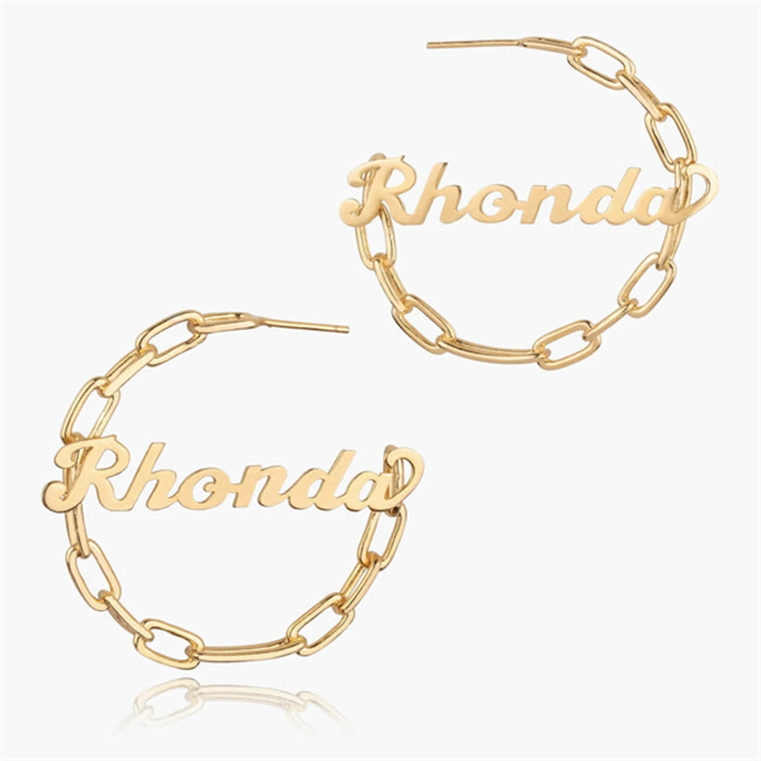 

Custom Paperclip Name Bamboo Earrings Personalized 18K Gold Plated Hoop Earring With Statement Words Number Jewelry For Women