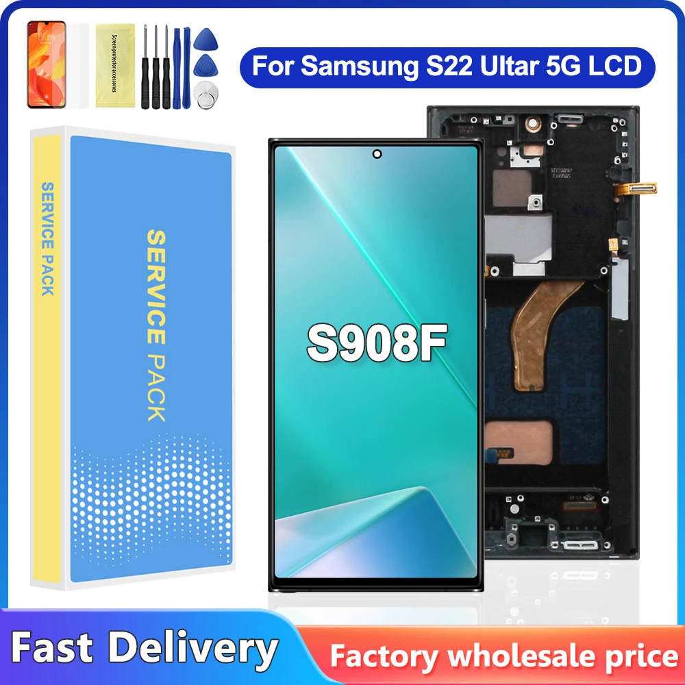 S22 Ultra TFT Quality Screen for Samsung S22 Ultra 5G S908B S908B/DS Lcd Display Touch Screen with Frame Digitizer Assembly