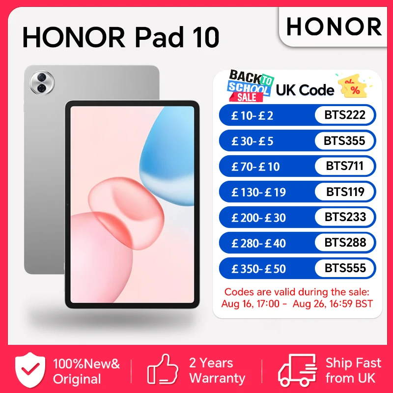 HONOR Pad 10,EU Version, 8GB+256GB, 10100mAh Battery,12.1" 120Hz 2.5K Display,Snapdragon 7 Gen 3,HONOR Android WIFI Tablet