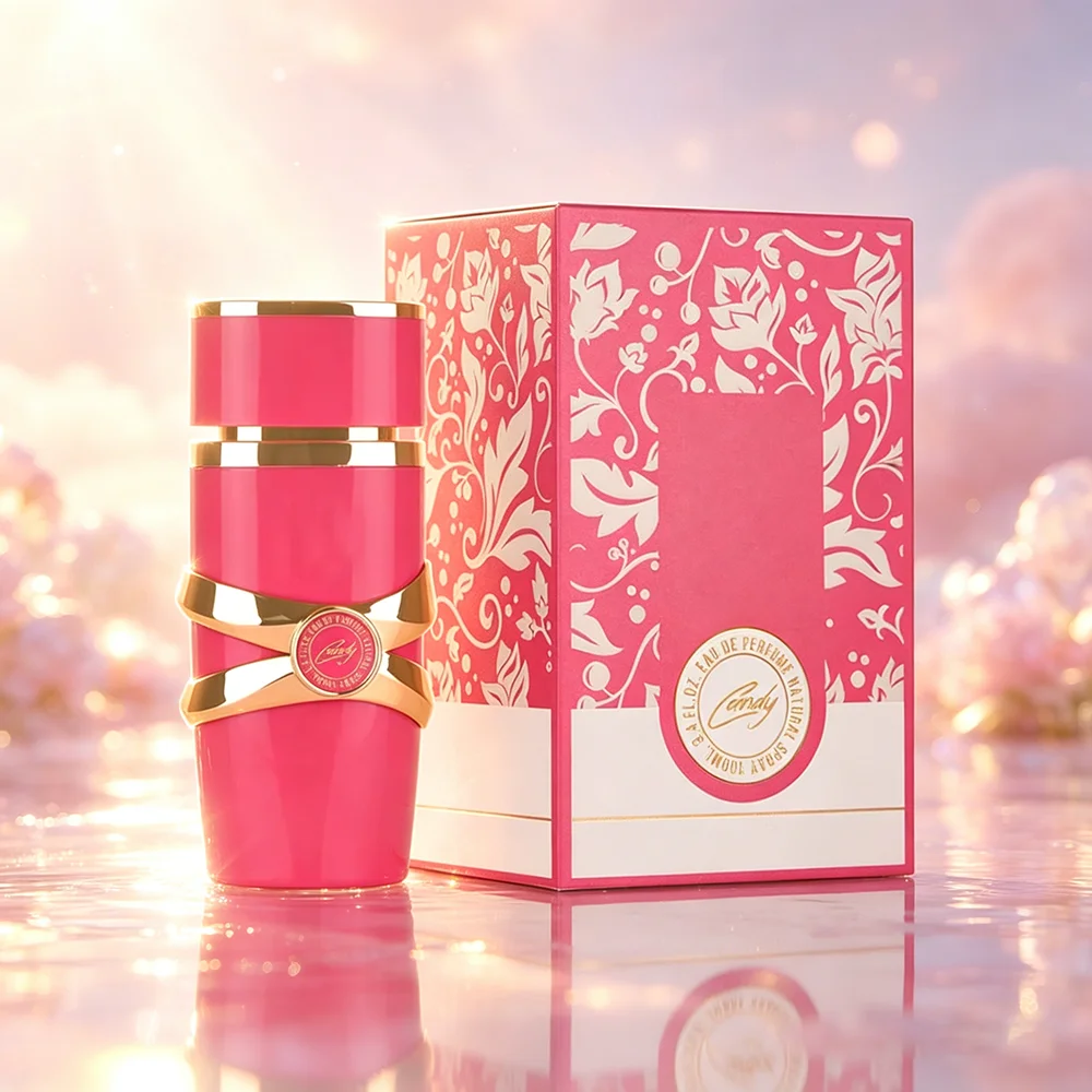 Candy Perfume Feminino 100ml — frasco rosa pink com laço dourado