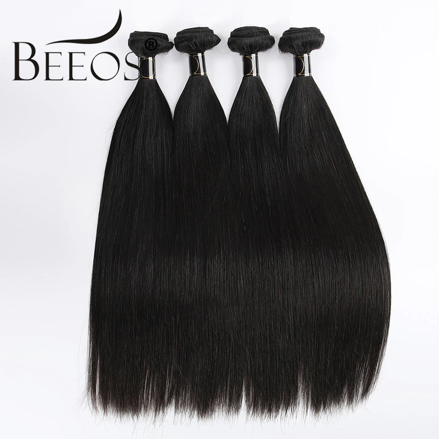 BEEOS 40in العظام حزم مستقيمة الشعر البشري 32 34 36in 3 قطع لحمة مزدوجة الشعر التمديد البرازيلي عذراء الشعر حزم الطبيعية