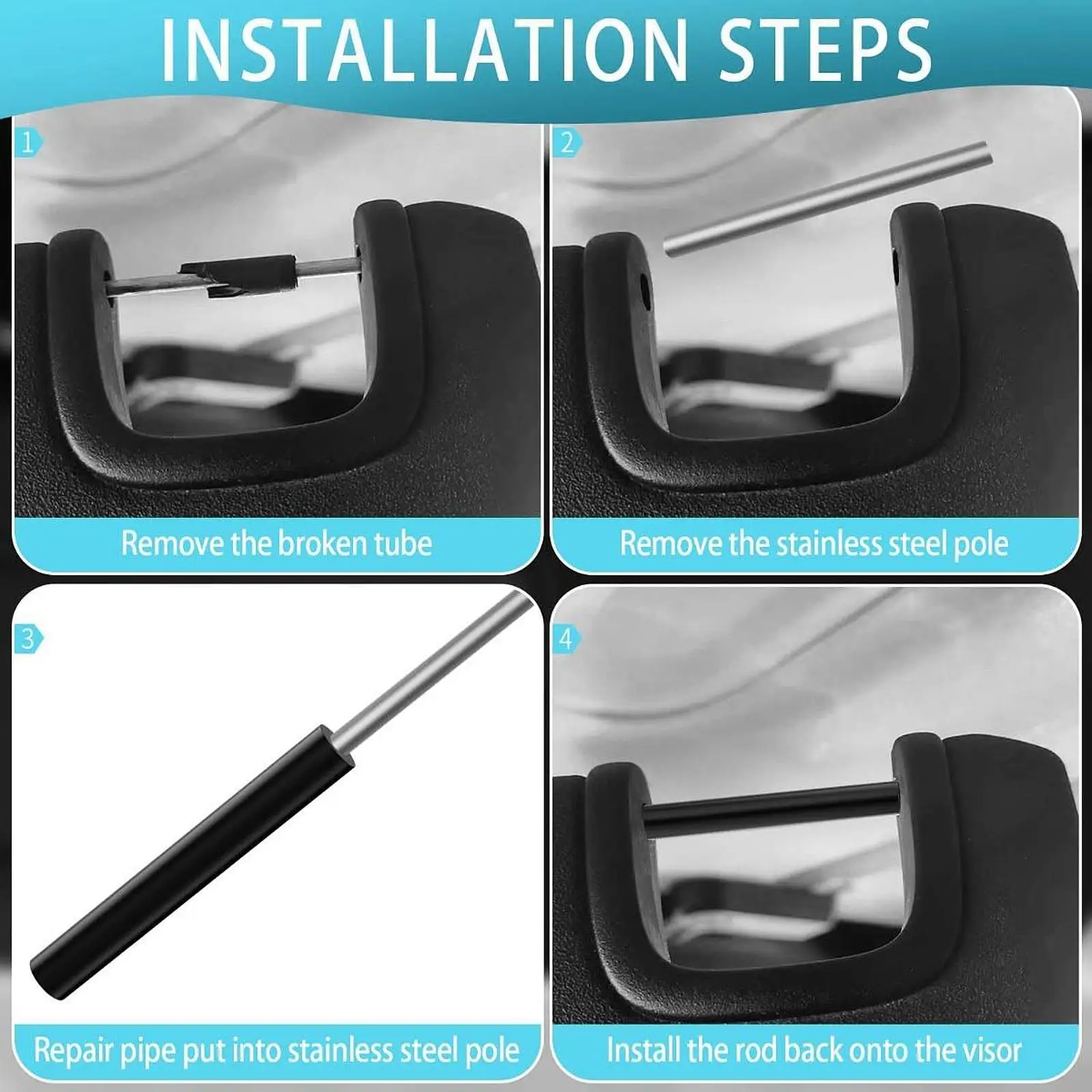 6 Pieces Car Sun Visor Repair Kit Premium Accessories for Jeep Wrangler Repair Tube Professional Portable