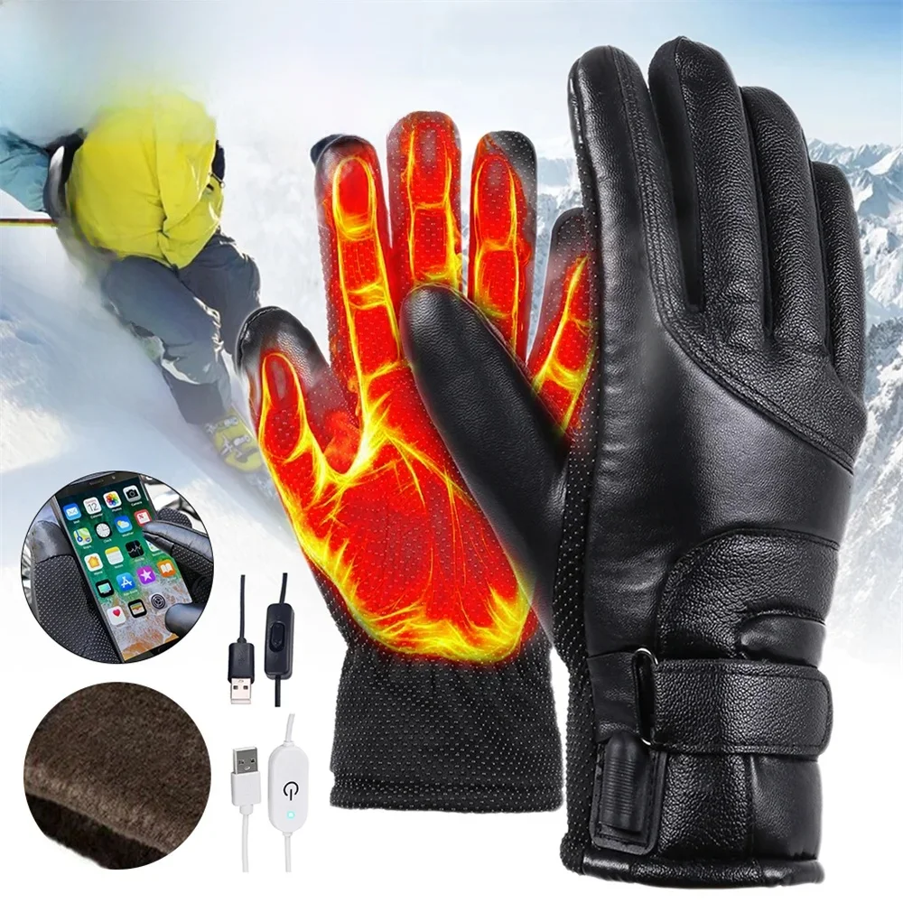 AliExpress NONE Winter Cycling Electric Heated Gloves Waterproof Windproof Touch Screen USB Powered Heated Warm Gloves for Men Women Moto E-bike