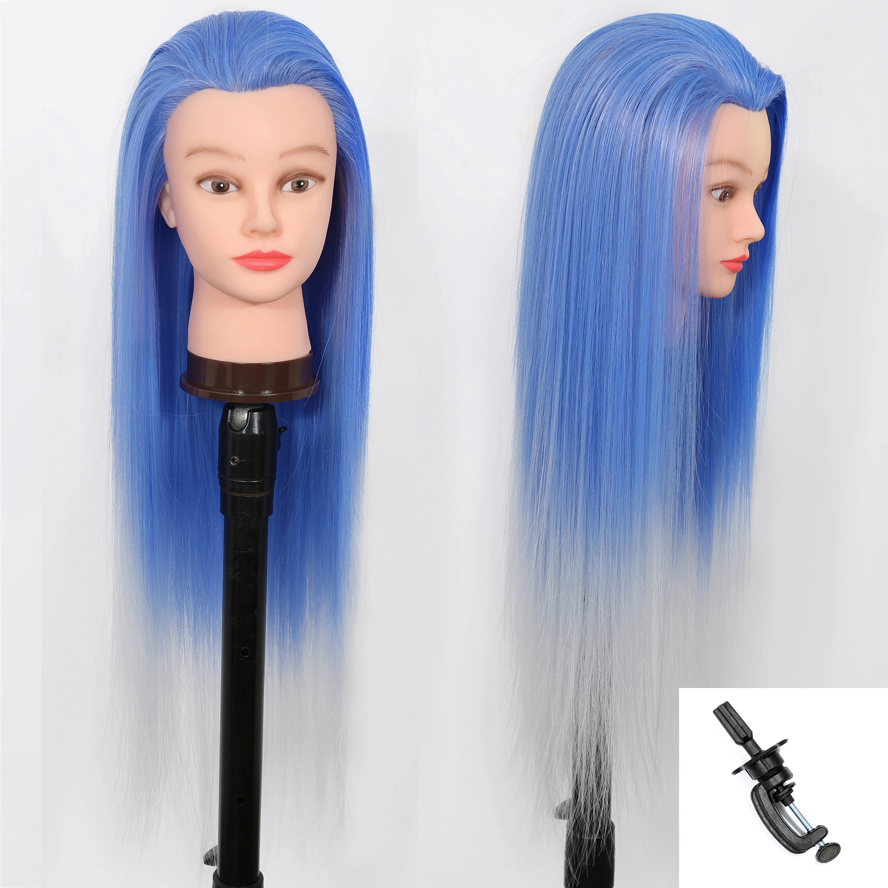 Mannequin hoofdmodel met lang synthetisch haar, oefenpop hoofd styling kapper trainingshoofd, poppenhoofd voor vlechtpraktijk