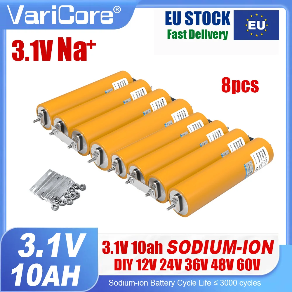 Batterie Sodium-Ion 8x3.1V 10Ah 20C Résistante aux basses et hautes températures DIY 12V 4S pour onduleur, véhicule électrique, camping, Grade A