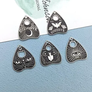 10 Stück Emaille Sonne Mond Katze Fledermaus Charm für Schmuckherstellung Zubehör Bulk Gothic Ohrring Halskette Anhänger Geist Hexe Charms Handwerk