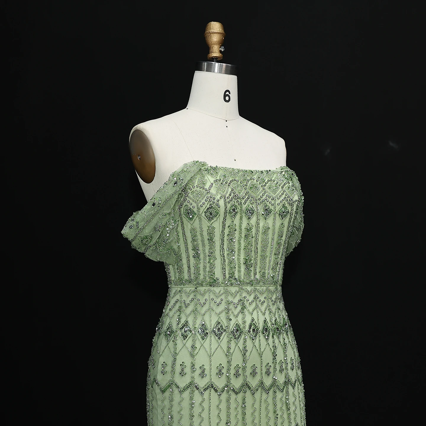 Sharon Said Luxuriöses Dubai Grünes Meerjungfrauenkleid Arabisches Abendkleid Fliederfarbene Flügelärmel 2026 Damen Hochzeitsfeierkleider SS291 Maßanfertigung – Detail 16