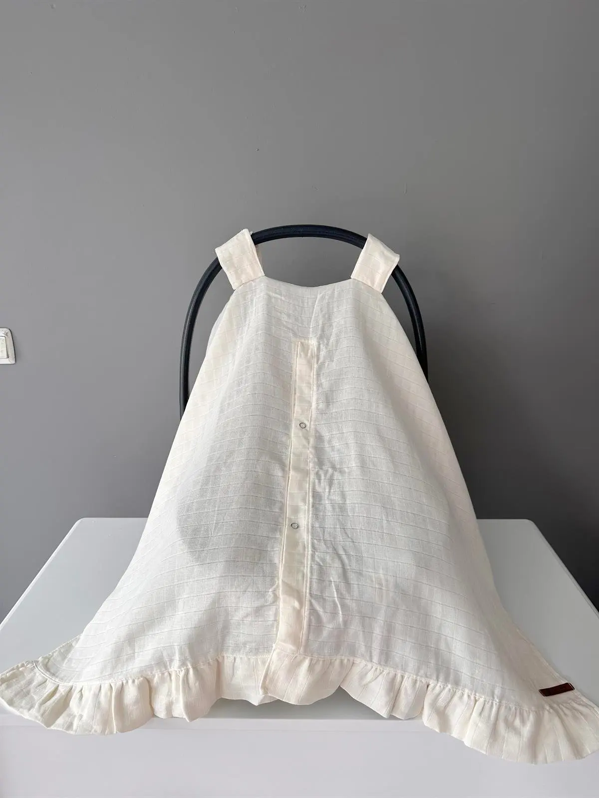 Handmade Muslin Ruffle Stroller Cover