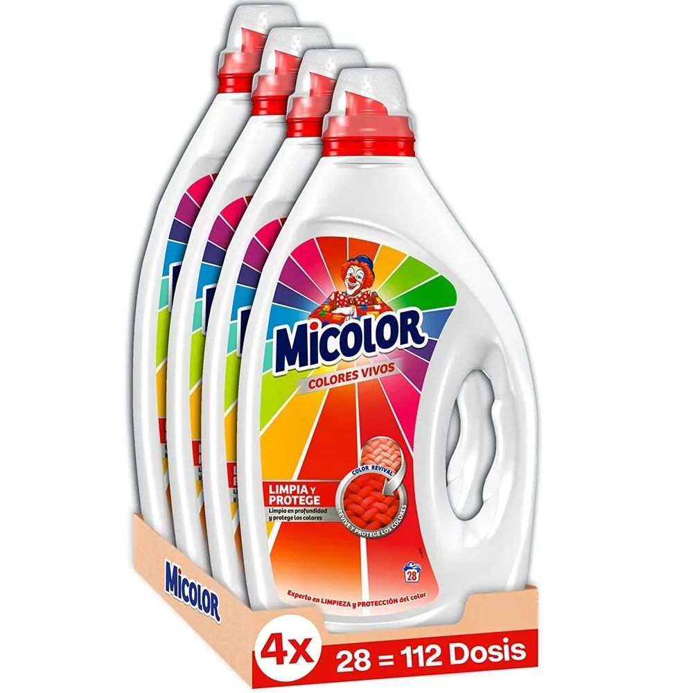 Micolor Gel vivid colors, liquid detergent for washing machine 4x28 Total dose 112 washed, recovers colors, soap for clothing Color