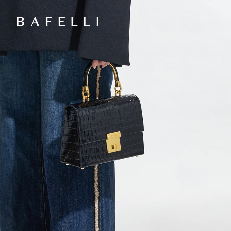 BAFELLI PURSE 2024 LUXURY BAG CROCODILE GRAIN LEATHER EVENING HANDBAG FASHION BUSINESS HANDLE CASUAL WOMEN FEMALE CROSSBODY