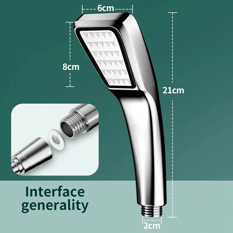 Cabezal de ducha de alta presión, accesorio de baño, gran salida de agua, adaptación Universal, boquilla de ducha de mano presurizada